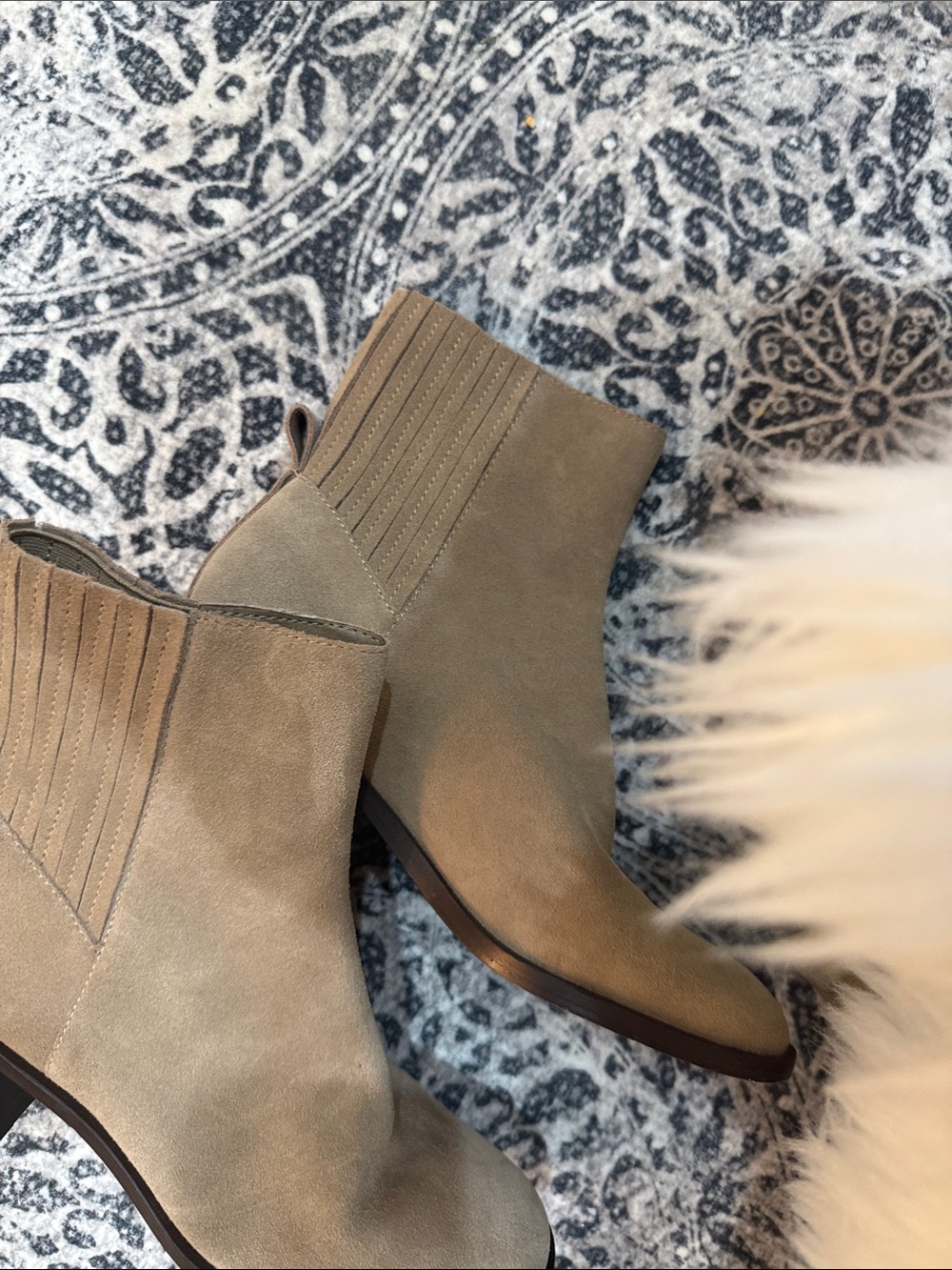Dolce Vita Tan Suede Ankle Booties with Elastic Sides